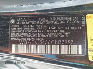 2006 BMW 6 Series 650Ci z VIN WBAEK13456CN77857, wystawiony jako IAAI lot #42306116 z przebiegiem 135 628 mil mil oraz . Historia ofert i sprzedaży dostępna na DreamBid. Obrazek 9.