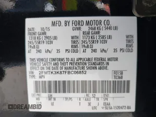 2015 Ford Edge Titanium z VIN 2FMTK3K87FBC06852, wystawiony jako IAAI lot #42335238 z przebiegiem 187 256 mil mil oraz . Historia ofert i sprzedaży dostępna na DreamBid. Obrazek 9.