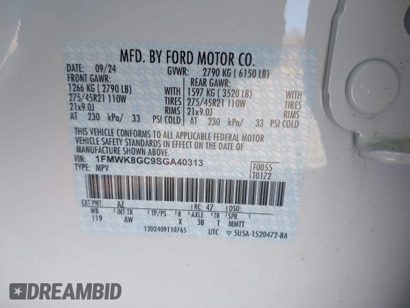 2025 Ford Explorer ST z VIN 1FMWK8GC9SGA40313, wystawiony jako IAAI lot #41931242 z przebiegiem 9 279 mil mil oraz . Historia ofert i sprzedaży dostępna na DreamBid. Obrazek 9.