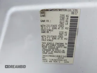 2017 Nissan Murano Platinum z VIN 5N1AZ2MH6HN188216, wystawiony jako IAAI lot #41442736 z przebiegiem 97 429 mil mil oraz . Historia ofert i sprzedaży dostępna na DreamBid. Obrazek 9.