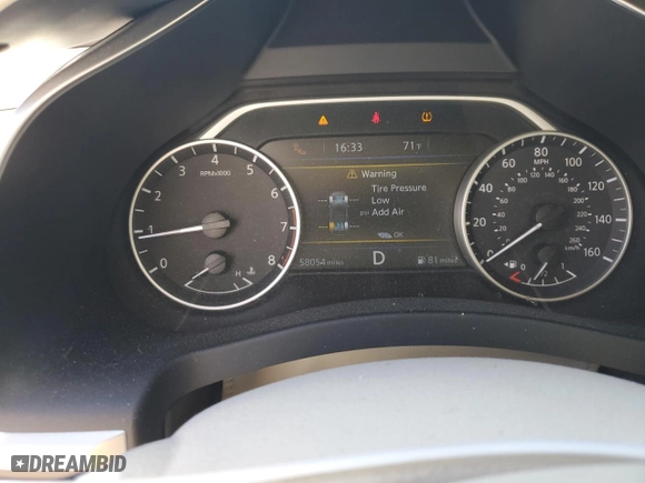 2016 Nissan Murano S with VIN 5N1AZ2MG5GN101170, listed as a Copart auction lot 49391835 with 58,054 mi miles and Salvage Title. Bid and sale history available at carsss.com. Image 9.