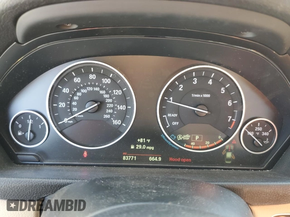 2015 BMW 3 Series 328i with VIN WBA3A5G59FNS88456, listed as a Copart auction lot 52586925 with 83,771 mi miles and Salvage Title. Bid and sale history available at DreamBid. Image 9.