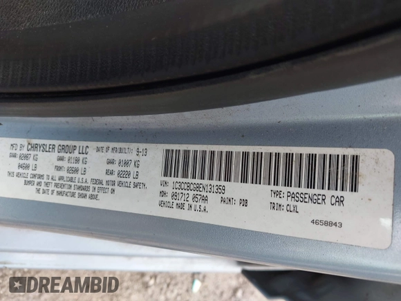 2014 Chrysler 200 Limited with VIN 1C3CCBCG8EN131359, listed as a IAAI auction lot 42076240 with 155,171 mi miles. Bid and sale history available at carsss.com. Image 9.