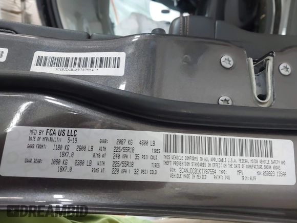 2019 Jeep Compass Limited с VIN 3C4NJDCB1KT787554, выставлен на аукционе IAAI как лот 41908270 с пробегом 89 641 миль миль и . История ставок и продаж доступна на DreamBid. Изображение 9.
