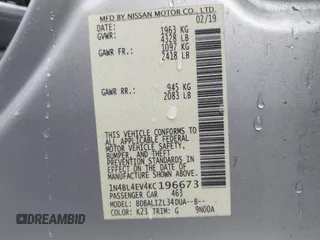 2019 Nissan Altima 2.5 SL with VIN 1N4BL4EV4KC196673, listed as a IAAI auction lot 41480266 with 89,242 mi miles. Bid and sale history available at carsss.com. Image 9.