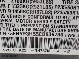 2012 Honda Pilot EX-L with VIN 5FNYF3H55CB036730, listed as a IAAI auction lot 41872828 with 257,031 mi miles. Bid and sale history available at carsss.com. Image 9.