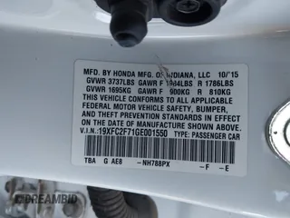 2016 Honda Civic Sedan EX with VIN 19XFC2F71GE001550, listed as a IAAI auction lot 41980420 with 118,795 mi miles. Bid and sale history available at carsss.com. Image 9.