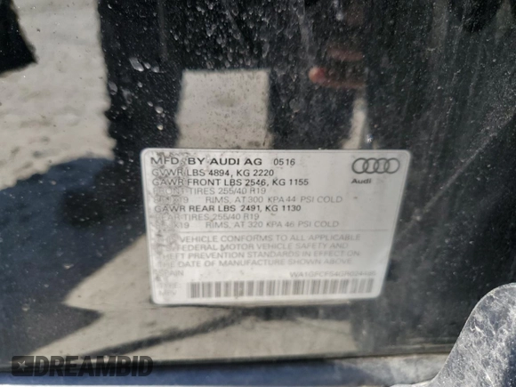 2016 Audi Q3 Prestige with VIN WA1GFCFS4GR024485, listed as a Copart auction lot 60017955 with 93,228 mi miles and Salvage title. Bid and sale history available at DreamBid. Image 13.