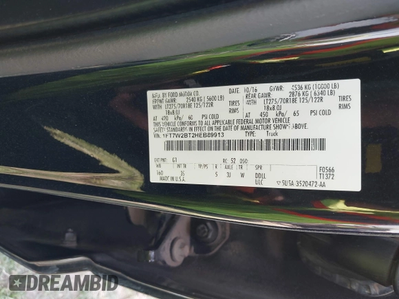2017 Ford F-250 Lariat с VIN 1FT7W2BT2HEB89913, выставлен на аукционе IAAI как лот 41949233 с пробегом Не указан миль и . История ставок и продаж доступна на DreamBid. Изображение 9.