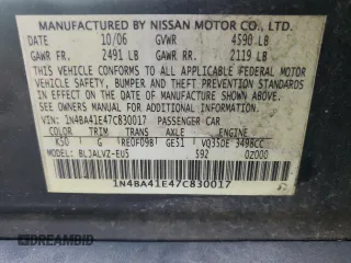 2007 Nissan Maxima 3.5 SL with VIN 1N4BA41E47C830017, listed as a Copart auction lot 81584924 with 199,099 mi miles and Clean Title. Bid and sale history available at carsss.com. Image 12.