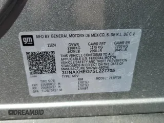 2025 Chevrolet Equinox FWD LT with VIN 3GNAXHEG7SL227705, listed as a Copart auction lot 54619805 with 8,415 mi miles and Clean Title. Bid and sale history available at DreamBid. Image 14.