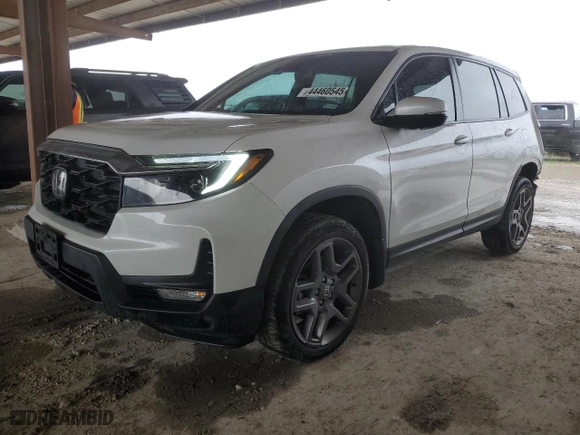 2023 Honda Passport EX-L with VIN 5FNYF8H57PB029779, listed as a Copart auction lot 44460545 with 19,110 mi miles and Salvage Title. Bid and sale history available at carsss.com. Image 1.