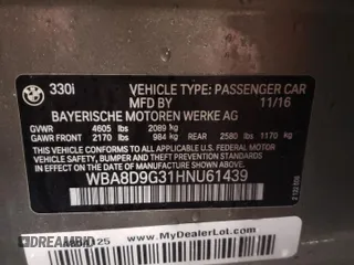 2017 BMW 3 Series 330i xDrive with VIN WBA8D9G31HNU61439, listed as a Copart auction lot 46158625 with 53,270 mi miles and Salvage Title. Bid and sale history available at carsss.com. Image 12.