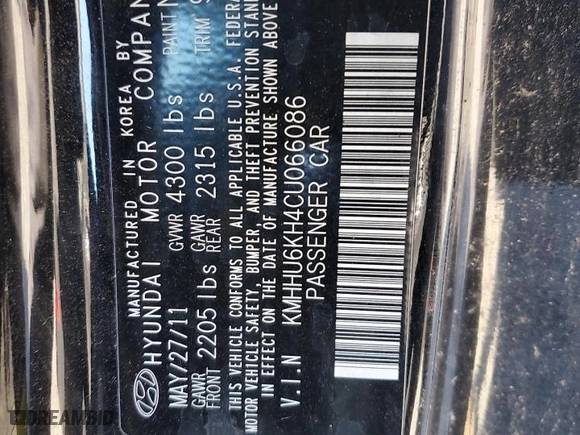 2012 Hyundai Genesis Coupe 3.8 Grand Touring with VIN KMHHU6KH4CU066086, listed as a Copart auction lot 49646775 with 186,684 mi miles and Clean Title. Bid and sale history available at carsss.com. Image 12.