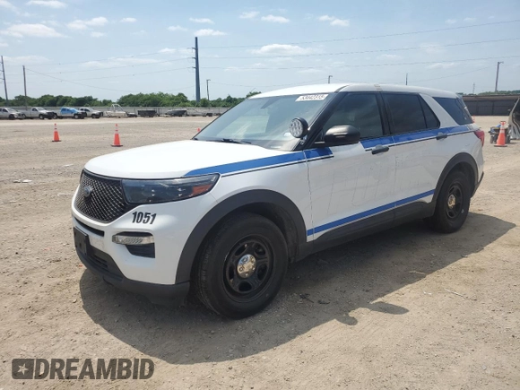 2021 Ford Police Interceptor Utility z VIN 1FM5K8AW8MNA12077, wystawiony jako Copart lot #53442315 z przebiegiem 89 128 mil mil oraz Szkoda całkowita • Salvage title. Historia ofert i sprzedaży dostępna na DreamBid. Obrazek 1.