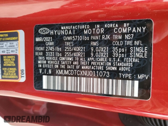2022 Genesis GV70 Sport with VIN KMUMCDTCXNU011073, listed as a Copart auction lot 88661615 with 34,297 mi miles and Salvage title. Bid and sale history available at DreamBid. Image 13.