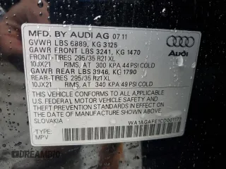 2012 Audi Q7 S line with VIN WA1AGAFE1CD001173, listed as a Copart auction lot 52113295 with 146,972 mi miles and Salvage title. Bid and sale history available at DreamBid. Image 15.
