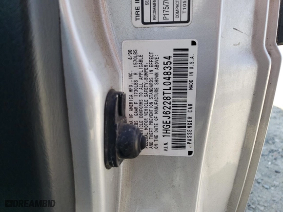 1996 Honda Civic DX with VIN 1HGEJ6228TL048354, listed as a Copart auction lot 63229044 with 117,321 mi miles and Salvage Title. Bid and sale history available at carsss.com. Image 12.