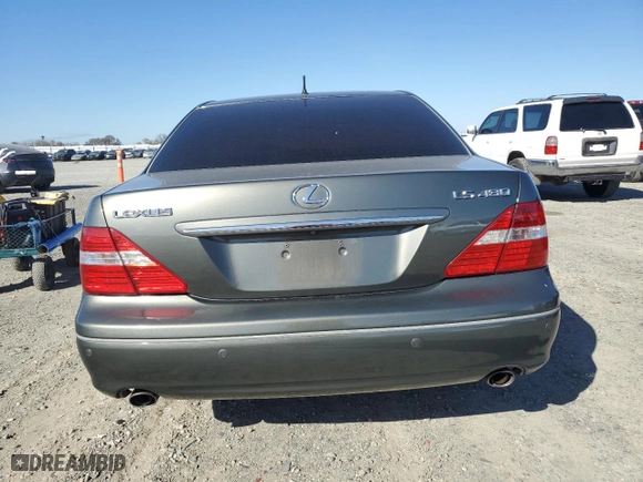 2005 Lexus LS 430 with VIN JTHBN36F755018222, listed as a Copart auction lot 47138745 with 129,320 mi miles and Salvage Title. Bid and sale history available at carsss.com. Image 6.