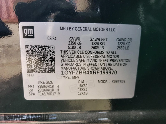 2024 Cadillac XT4 AWD Luxury with VIN 1GYFZBR4XRF199970, listed as a Copart auction lot 71496774 with 4,512 mi miles and Salvage Title. Bid and sale history available at carsss.com. Image 12.
