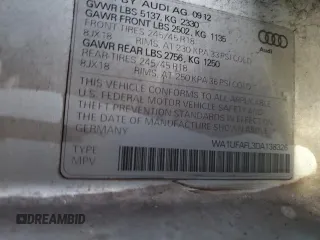 2013 Audi allroad Premium Plus with VIN WA1UFAFL3DA138326, listed as a Copart auction lot 82768894 with 128,471 mi miles and Salvage Title. Bid and sale history available at carsss.com. Image 13.