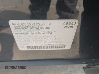 2012 Audi Q5 Premium Plus with VIN WA1LFAFPXCA138885, listed as a IAAI auction lot 42477866 with 180,259 mi miles and . Bid and sale history available at DreamBid. Image 9.