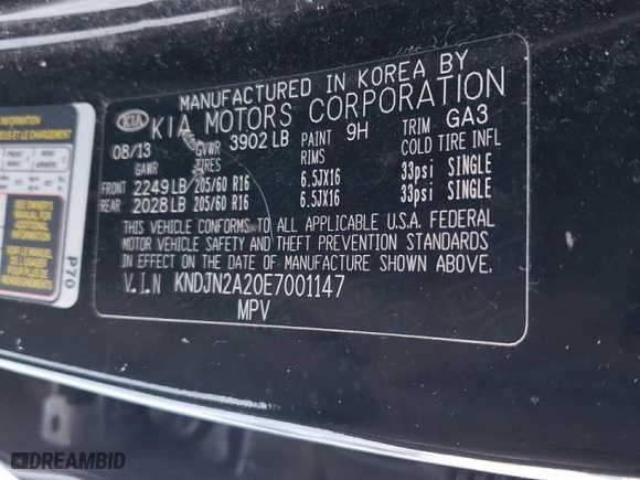 2014 Kia Soul with VIN KNDJN2A20E7001147, listed as a Copart auction lot 46058885 with 152,017 mi miles and Clean Title. Bid and sale history available at carsss.com. Image 12.