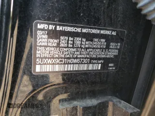 2017 BMW X3 xDrive28i z VIN 5UXWX9C31H0W67301, wystawiony jako Copart lot #59424965 z przebiegiem 142 059 mil mil oraz Czysty tytuł • Clean title. Historia ofert i sprzedaży dostępna na DreamBid. Obrazek 13.