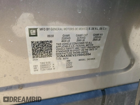 2018 Chevrolet Equinox LT with VIN 3GNAXSEV2JS641054, listed as a Copart auction lot 51502995 with 67,278 mi miles and Salvage Title. Bid and sale history available at carsss.com. Image 13.