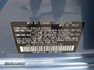 2023 Subaru Crosstrek Premium with VIN JF2GTAPC6PH261240, listed as a IAAI auction lot 42413222 with 37,416 mi miles and . Bid and sale history available at DreamBid. Image 9.