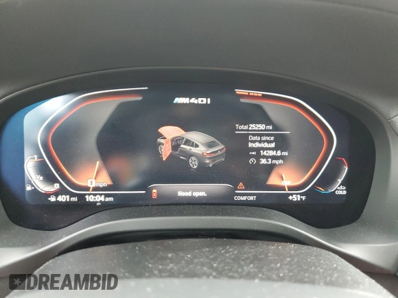 2020 BMW X4 M40i with VIN 5UX2V5C09L9B33814, listed as a Copart auction lot 49206023 with 25,250 mi miles. Bid and sale history available at carsss.com. Image 9.