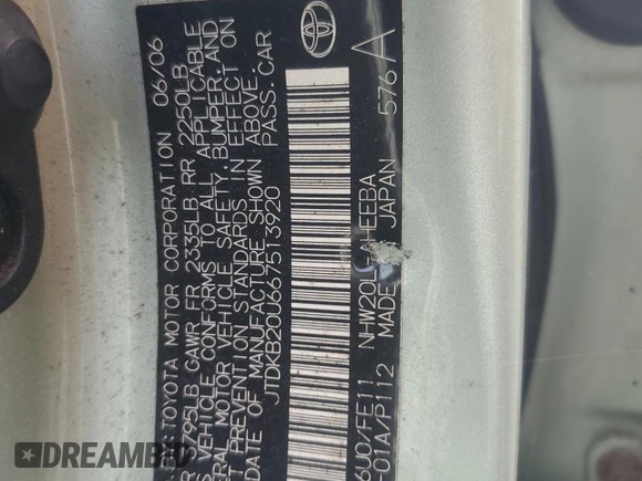 2006 Toyota Prius z VIN JTDKB20U667513920, wystawiony jako Copart lot #52853405 z przebiegiem 186 137 mil mil oraz Szkoda całkowita • Salvage title. Historia ofert i sprzedaży dostępna na DreamBid. Obrazek 12.