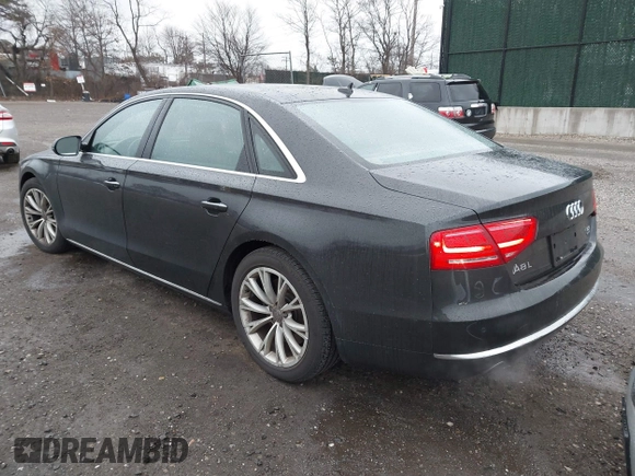 2012 Audi A8 L with VIN WAURVAFD7CN011767, listed as a IAAI auction lot 41848096 with 98,397 mi miles. Bid and sale history available at carsss.com. Image 3.