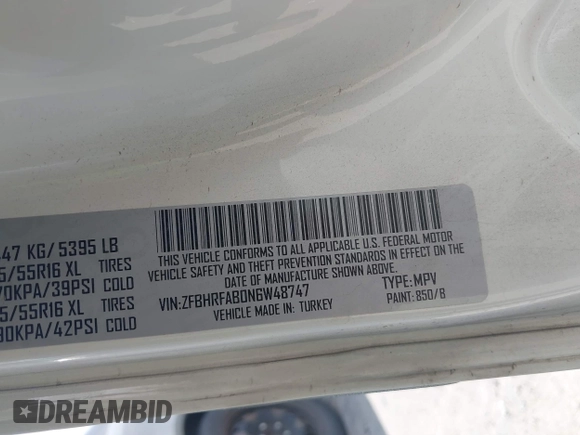 2022 Ram ProMaster City Cargo Tradesman with VIN ZFBHRFAB0N6W48747, listed as a IAAI auction lot 42148505 with 66,844 mi miles and . Bid and sale history available at DreamBid. Image 9.