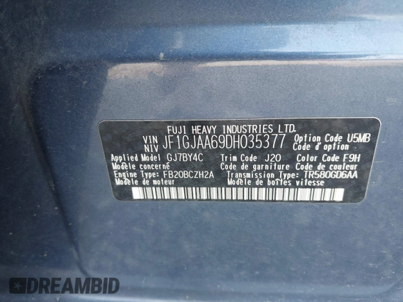 2013 Subaru Impreza z VIN JF1GJAA69DH035377, wystawiony jako IAAI lot #42358935 z przebiegiem 119 776 mil mil oraz . Historia ofert i sprzedaży dostępna na DreamBid. Obrazek 9.