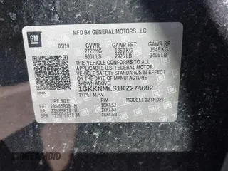 2019 GMC Acadia SLT with VIN 1GKKNMLS1KZ274602, listed as a IAAI auction lot 41807156 with 99,781 mi miles. Bid and sale history available at carsss.com. Image 9.