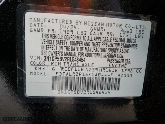 2024 Nissan Kicks S with VIN 3N1CP5BV2RL548454, listed as a Copart auction lot 46900525 with 256 mi miles and Salvage Title. Bid and sale history available at carsss.com. Image 13.