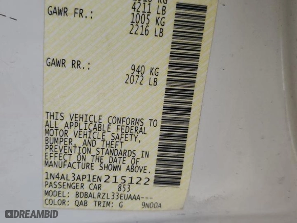 2014 Nissan Altima 2.5 with VIN 1N4AL3AP1EN215122, listed as a Copart auction lot 53883965 with 163,001 mi miles and Salvage Title. Bid and sale history available at carsss.com. Image 12.