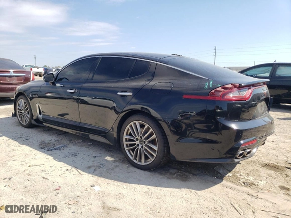 2018 Kia Stinger with VIN KNAE15LAXJ6039369, listed as a Copart auction lot 44592225 with 116,080 mi miles and Salvage Title. Bid and sale history available at carsss.com. Image 2.