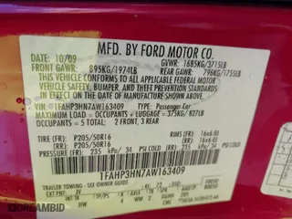 2010 Ford Focus SEL with VIN 1FAHP3HN7AW163409, listed as a IAAI auction lot 41965576 with 1 mi miles. Bid and sale history available at carsss.com. Image 9.