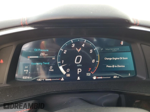 2023 Chevrolet Corvette 1LT with VIN 1G1YA2D40P5138801, listed as a Copart auction lot 86549314 with 6,374 mi miles and Salvage title. Bid and sale history available at DreamBid. Image 9.