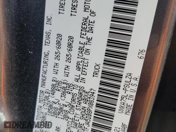 2023 Toyota Tundra Limited with VIN 5TFJA5DB8PX083947, listed as a Copart auction lot 59283695 with 19,089 mi miles and Salvage title. Bid and sale history available at DreamBid. Image 12.