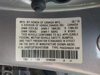 2018 Honda Civic Sedan LX with VIN 2HGFC2F5XJH573938, listed as a IAAI auction lot 42098109 with 69,037 mi miles. Bid and sale history available at carsss.com. Image 9.