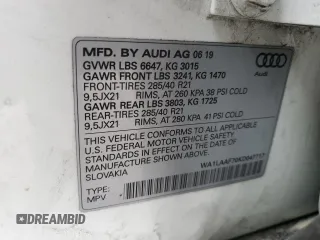 2019 Audi Q7 Premium Plus with VIN WA1LAAF70KD047717, listed as a Copart auction lot 59835635 with Not provided miles and Salvage title. Bid and sale history available at DreamBid. Image 13.