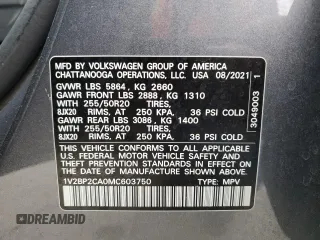 2021 Volkswagen Atlas SEL with VIN 1V2BP2CA0MC603750, listed as a Copart auction lot 85717244 with 39,303 mi miles and Salvage title. Bid and sale history available at DreamBid. Image 15.