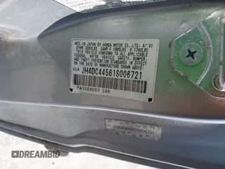 2001 Acura Integra LS z VIN JH4DC44561S006721, wystawiony jako IAAI lot #42354411 z przebiegiem 257 391 mil mil oraz . Historia ofert i sprzedaży dostępna na DreamBid. Obrazek 9.