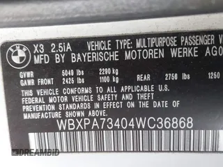 2004 BMW X3 2.5i with VIN WBXPA73404WC36868, listed as a IAAI auction lot 41835216 with 117,991 mi miles. Bid and sale history available at carsss.com. Image 9.
