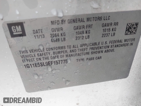 2014 Chevrolet Malibu LT with VIN 1G11E5SL9EF157775, listed as a IAAI auction lot 41849032 with 137,433 mi miles and . Bid and sale history available at DreamBid. Image 9.