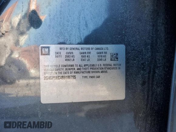 2011 Buick Regal CXL RL2 z VIN 2G4GP5EC4B9186785, wystawiony jako Copart lot #46081565 z przebiegiem 81 880 mil mil oraz Szkoda całkowita • Salvage title. Historia ofert i sprzedaży dostępna na DreamBid. Obrazek 14.