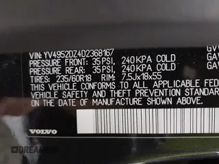 2013 Volvo XC60 3.2L with VIN YV4952DZ4D2368167, listed as a IAAI auction lot 42307525 with 13,302 mi miles and . Bid and sale history available at DreamBid. Image 9.